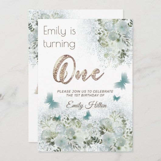 Botervliegentuin eerste verjaardag kaart (Voorkant / Achterkant)