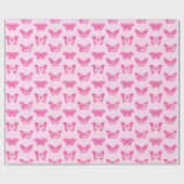 Botervliegers, lichtroze en fuchsie cadeaupapier (Vlak)