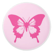 Botervliegers, lichtroze en fuchsie keramische knop (Voorkant)