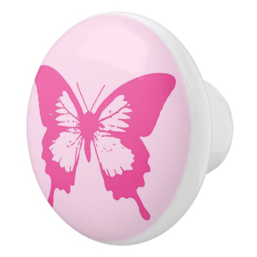 Botervliegers, lichtroze en fuchsie keramische knop (Rechts)