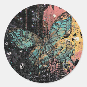 Botervlieggrunge Ronde Sticker