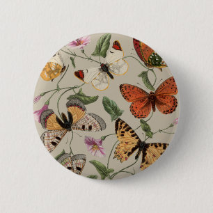Botervliegmot Natuur Tekening antiek waterverf Ronde Button 5,7 Cm