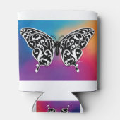 Botervliegontwerp met zonneschijnkleuren blikjeskoeler (Achterkant)