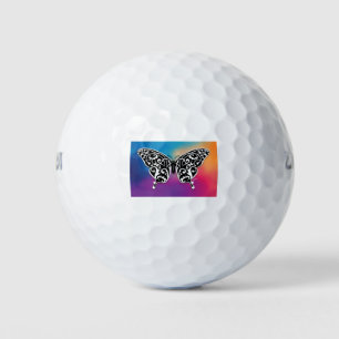 Botervliegontwerp met zonneschijnkleuren golfballen