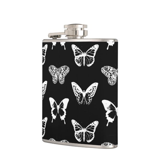 Botervliegschets, wit en zwart heupfles (Links)