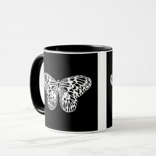 Botervliegschets, wit en zwart mok (Voorkant links)