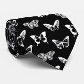 Botervliegschets, wit en zwart stropdas (Opgerold)