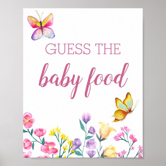 Botervliegthema Floral Garden raden Baby voedsel Poster (Voorkant)
