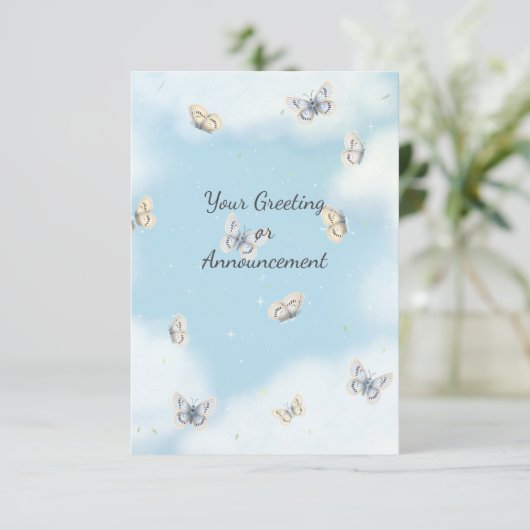 Botervliegzwerm in Dreamweaver Blue Sky Custom Bedankkaart (Staand voorkant)