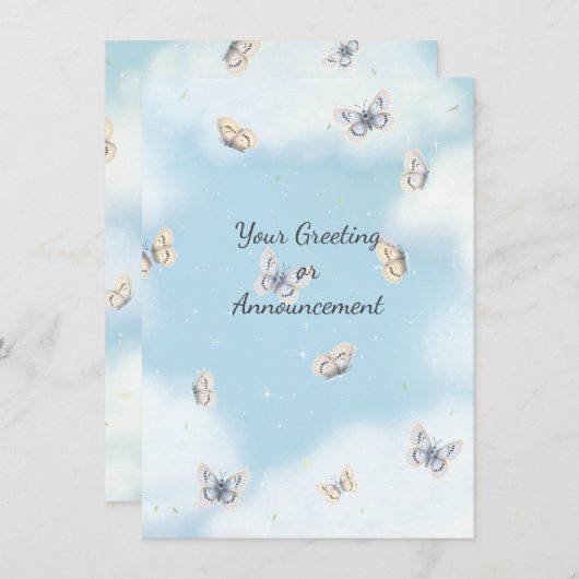 Botervliegzwerm in Dreamweaver Blue Sky Custom Notitiekaartje (Voorkant / Achterkant)