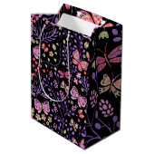 Botervlieskleurig en bloemen Roos schattig Medium Cadeauzakje (Achterkant Gekanteld)