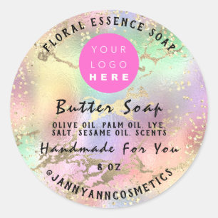 Boterzeep Cosmetica Handgemaakte Holograaf Roos Go Ronde Sticker