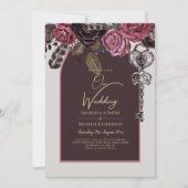 BOTHIC ROOS Burgundy Fall Wedding Kaart (Voorkant)