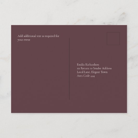 BOTHIC ROSE Bourgondische herfstbruiloft Briefkaart (Achterkant)