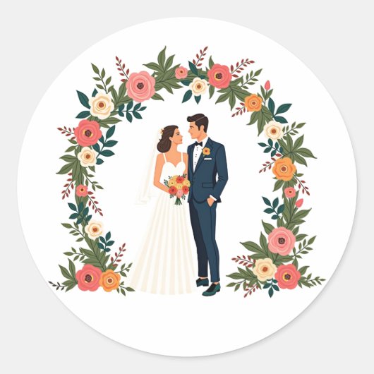Boticelli Trouwpaar Sticker (Voorkant)