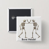 Botkoppen Skeletten Vierkante Button 5,1 Cm (Voorkant /achterkant)