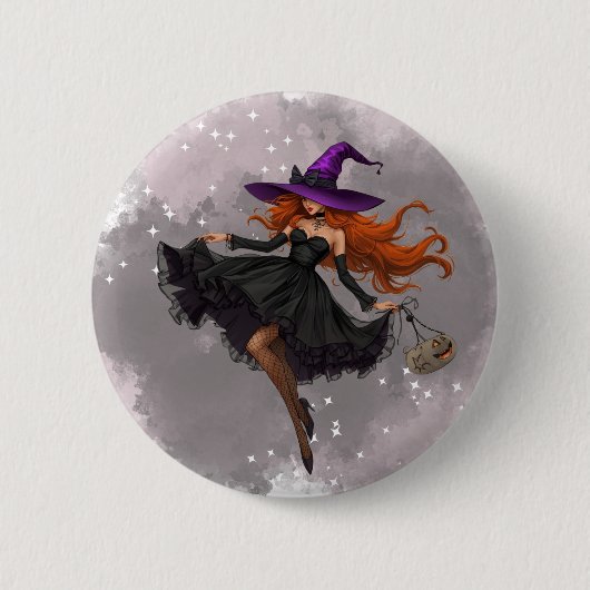 Bóton bruxa elegante Halloween Ronde Button 5,7 Cm (Voorkant)