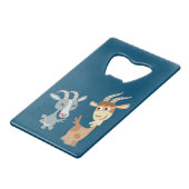 botopening voor twee gezonde Cartoons geiten Kredietkaart Flessenopener (Voorkant Gekanteld)