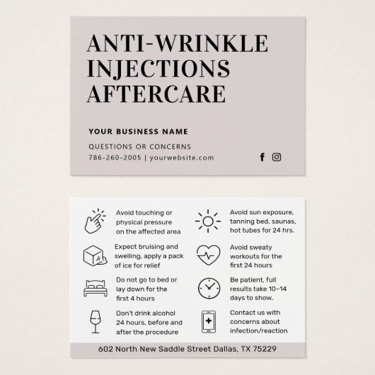 Botox Anti Wrinkle Lux Aftercare (Devant & derrière)