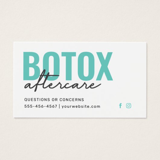 Botox Filler Injectie Nazorg Kaart (Voorkant)