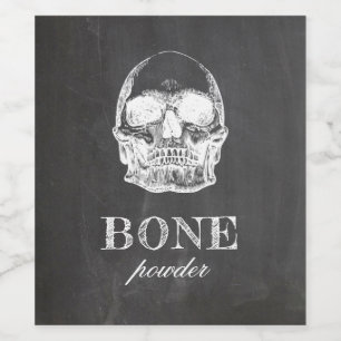 Botpoeder. Chalkboard Halloween feest. Skull Wijn Etiket