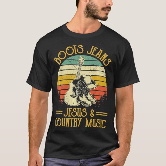 Bots Jeans Jesus & Country Music Tshirt Southern (Devant)