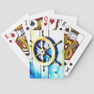 Bots Stuurrad Slaand Nautilus Hout Pokerkaarten