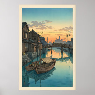 Botsing kanaal muurkunst Hasui Kawase schemering ( Poster
