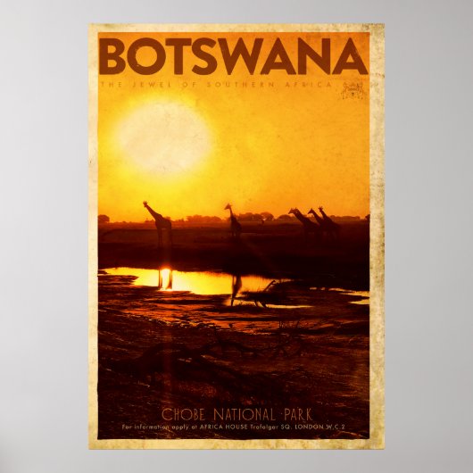  Botswana Africa Travel Poster (Voorkant)
