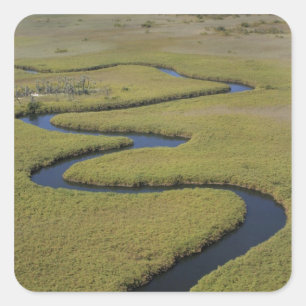 Botswana, Afrika. Luchtbeeld Okavango rivier. Vierkante Sticker