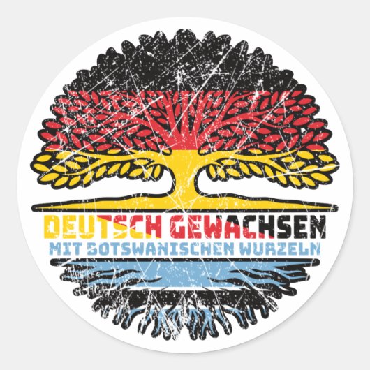 Botswana Botswanisch Deutsch Deutschland Baum Ronde Sticker (Voorkant)
