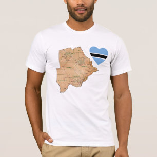 Botswana Flag Heart en Map T-Shirt