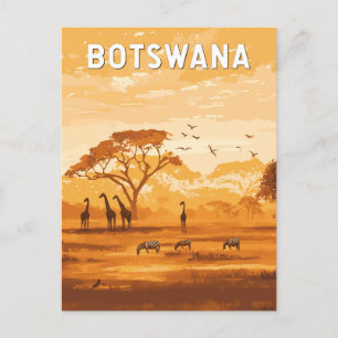 Botswana Illustration Travel Art Vintage Briefkaart