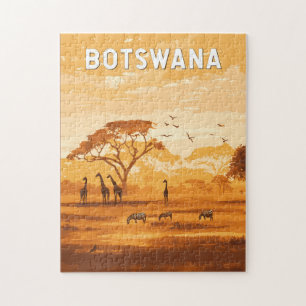 Botswana Illustration Travel Art Vintage Legpuzzel