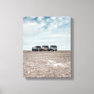 Botswana Makgadikgadi Zoutpannen Auto 4x4 Auto's Canvas Afdruk
