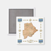Botswana Map + Flags Magnet Magneet (Voorkant / Achterkant)