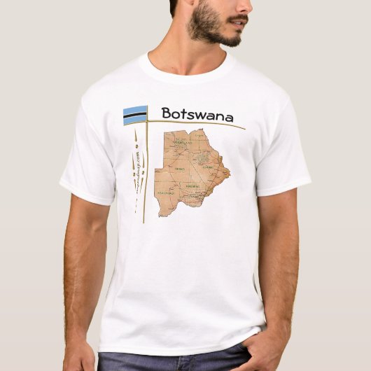 Botswana Map + Vlag + Titel T-Shirt (Voorkant)