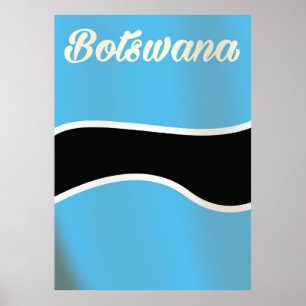 Botswana Nationale Vlag vintage stijl reisposter Poster