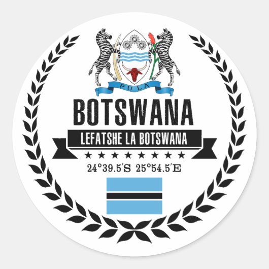Botswana Ronde Sticker (Voorkant)
