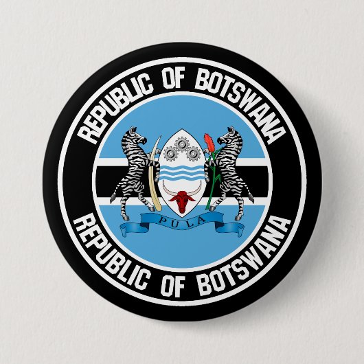 Botswana Round Emblem Ronde Button 7,6 Cm (Voorkant)