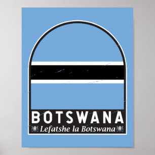 Botswana Vlag Embleem Verstoorde Vintage Poster