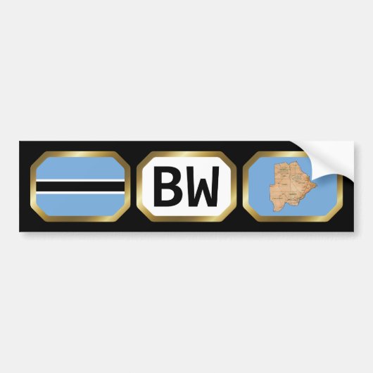 Botswana Vlag Landkaart Code Bumpersticker (Voorkant)