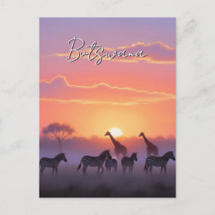 Botswana zonsondergang reizen briefkaart