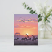 Botswana zonsondergang reizen briefkaart (Staand voorkant)