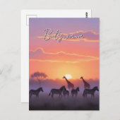 Botswana zonsondergang reizen briefkaart (Voorkant / Achterkant)