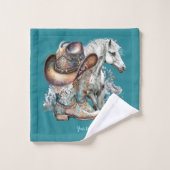 Botte de cheval Cowgirl bottes de cowboy casquette (Gant de toilette)