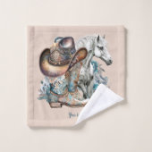 Botte de cheval Cowgirl bottes de cowboy casquette (Gant de toilette)