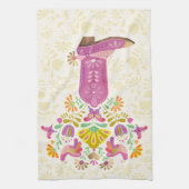 Botte de cowboy à fleurs rétro, serviette de cuisi (Vertical)