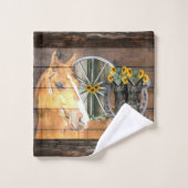 Botte de l'Ouest de cheval Wagon Wheel Horseshoe C (Gant de toilette)