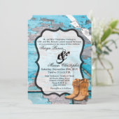 Botte de porte en bois bleu Faire-part de mariage  (Debout devant)